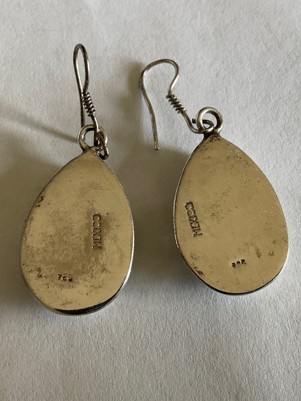 Mexico silver earrings with red stone - Picture 5 of 6